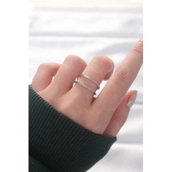 ÇOK SATAN 2li Görünümlü Su Yolu Tasarımlı Silver Renk Ayarlanabilir Yüzük