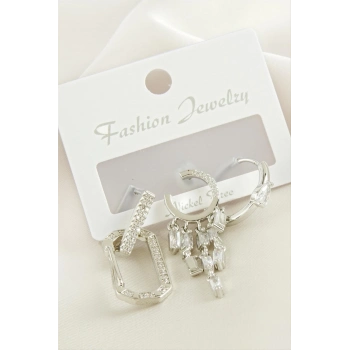 ÇOK SATAN 3 Adet Baget Taşlı Küpe