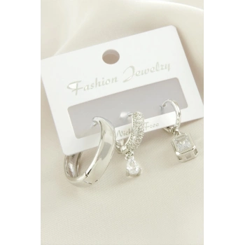 ÇOK SATAN 3 Adet Baget Zirkon Taşlı Küpe