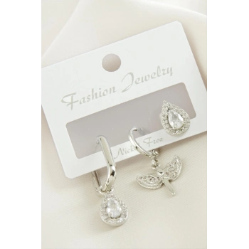 ÇOK SATAN 3 Adet Damla Zirkon Taşlı Küpe