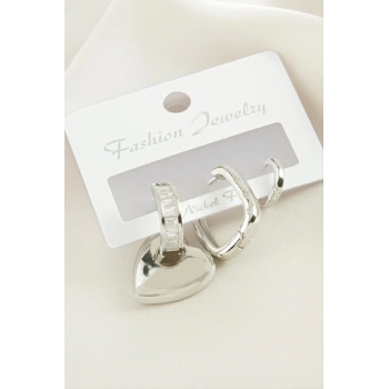 ÇOK SATAN 3 Adet Kalp Zirkon Taşlı Küpe