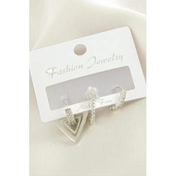 ÇOK SATAN 3 Adet Ok Zirkon Taşlı Küpe