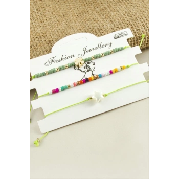 ÇOK SATAN 3 Adet Yıldız Yonca Kum Boncuk Bileklik