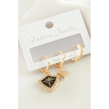 ÇOK SATAN 3 Adet Yıldız Zirkon Taşlı Küpe