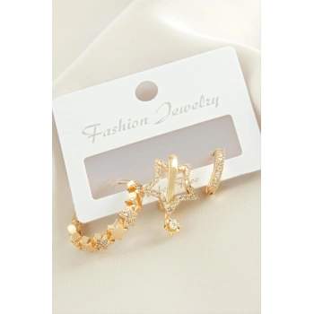 ÇOK SATAN 3 Adet Yıldız Zirkon Taşlı Küpe