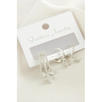 ÇOK SATAN 3 Adet Yıldız Zirkon Taşlı Küpe