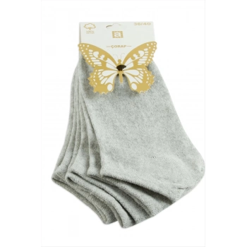 ÇOK SATAN 3 Çift Gri Renkli Snekars Çorap