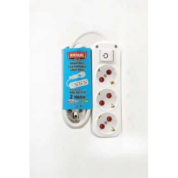 ÇOK SATAN 3 lü Topraklı Anahtarlı 2 Metre Kablolu Grup Priz (336336)