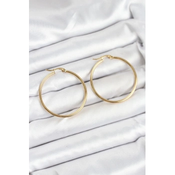 ÇOK SATAN 316L Çelik Gold Renk 35 mm Halka Kadın Küpe