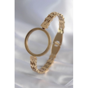 ÇOK SATAN 316L Çelik Gold Renk Arpa İşleme Açılabilir Fanus Model Kadın Kelepçe