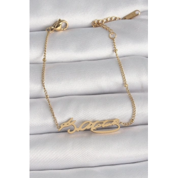 ÇOK SATAN 316L Çelik Gold Renk Atatürk İmza Model Kadın Bileklik