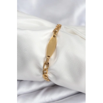 ÇOK SATAN 316L Çelik Gold Renk Oval Yazı Yazmaya Uygun Kadın Bileklik