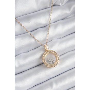ÇOK SATAN 316L Çelik Gold Renk Zirkon Taş Detay Ay Yıldız Fanus Model Kadın Kolye