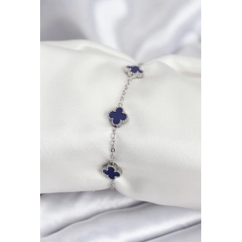 ÇOK SATAN 316L Çelik Gümüş Renk Lacivert Baby Boy Yonca Kadın Bileklik