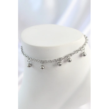 ÇOK SATAN 316L Çelik Gümüş Renk Sallantı Topçuk Zincir Model Kadın Halhal