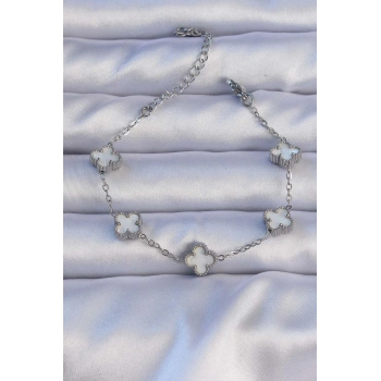 ÇOK SATAN 316L Çelik Gümüş Renk Sedefli Baby Boy Yonca Model Bileklik