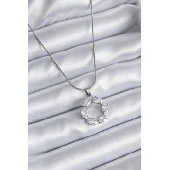 ÇOK SATAN 316L Çelik Gümüş Renk Zirkon Taşlı Kadın Kolye