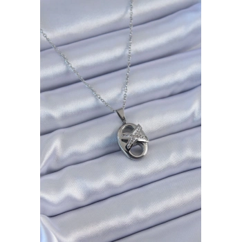 ÇOK SATAN 316L Çelik Gümüş Renk Zirkon Taşlı Kadın Kolye