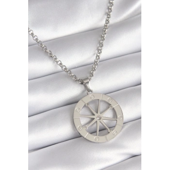 ÇOK SATAN 316L Çelik Gümüş Renk Zirkon Taşlı Rüya Kapanı Model İşeme Detay Kadın Kolye