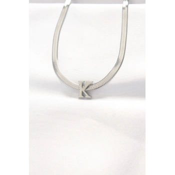 ÇOK SATAN 316L Çelik K Harfli Silver Renk İtalyan Zincirli Kolye