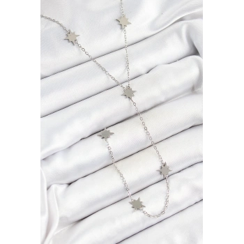 ÇOK SATAN 316L Çelik Kutup Yıldızı Figürlü Y Model Gümüş Renk Kadın Kolye