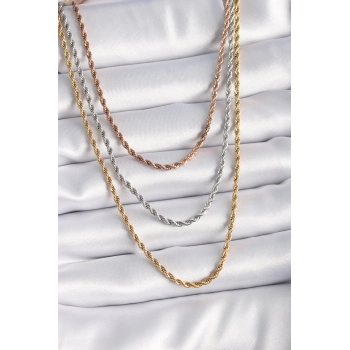 ÇOK SATAN 316L Çelik Mix Renk Burgu Zincir Model Kadın Kolye