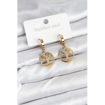 ÇOK SATAN 316L Çelik Yaşam Ağacı Model Kadın Küpe