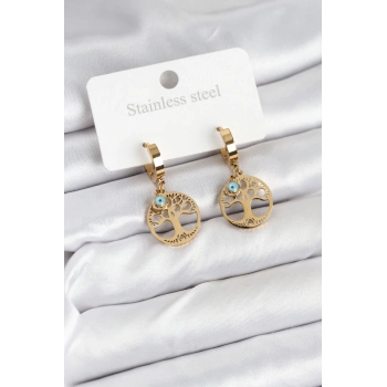 ÇOK SATAN 316L Çelik Yaşam Ağacı Model Kadın Küpe