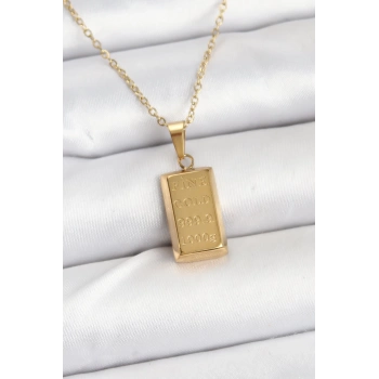 ÇOK SATAN 316L Çelik Zincir Gold Renk Külçe Altın Model Kadın Kolye