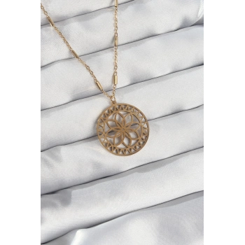 ÇOK SATAN 316L Çelik Zincir Gold Renk Lotus Model Kolye
