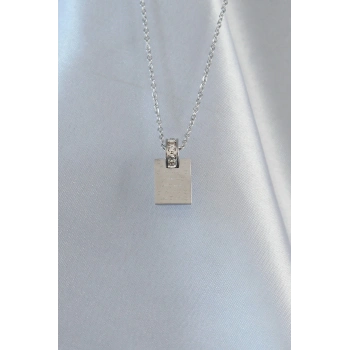 ÇOK SATAN 316L Çelik Zincir Gümüş Renk Zirkon Taşlı Aşk Mektubu Kolye