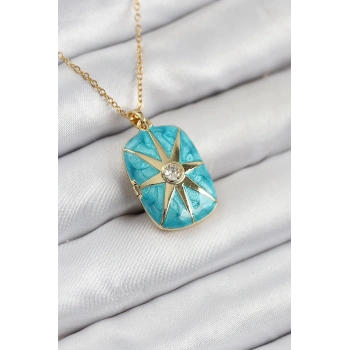 ÇOK SATAN 316L Çelik Zirkon Taşlı Açılabilr Kapaklı Kutup Yıldzı Model Gold Renk Kadın Kolye