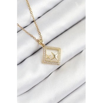 ÇOK SATAN 316L Çelik Zirkon Taşlı Yıldız Model Gold Renk Kadın Kolye