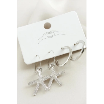 ÇOK SATAN 4 Adet Deniz Yıldızı Halka Küpe