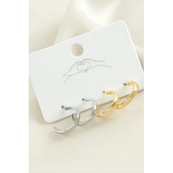 ÇOK SATAN 4 Adet Düz Halka Küpe 1,5 cm