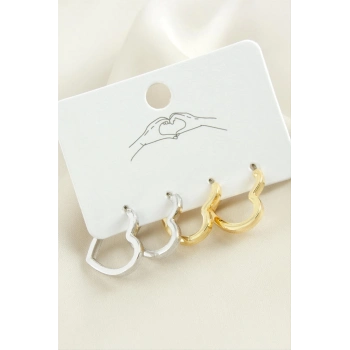 ÇOK SATAN 4 Adet Kalp Metal Küpe