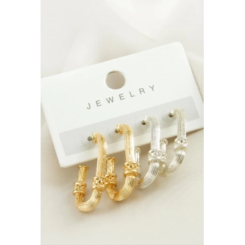 ÇOK SATAN 4 Adet Oval Halka Küpe