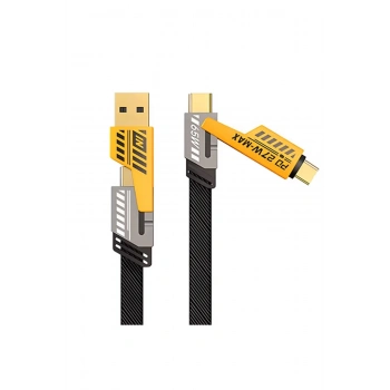 ÇOK SATAN 4in1 Type-c 65W to USB-A + Type-c to Lightning 27W Hızlı Şarj Kablosu SİYAH