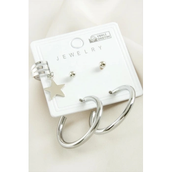 ÇOK SATAN 5 Adet Yıldız Boru Halka Küpe 2,5 cm