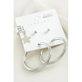 ÇOK SATAN 5 Adet Yıldız Boru Halka Küpe 3,5 cm