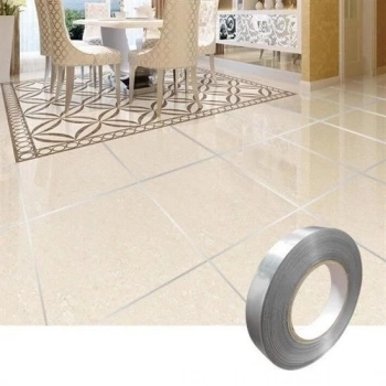 ÇOK SATAN 50 Metre Fayans Arası Şerit Dekoratif Yapışkan Renkli Dekor Su Geçirmez Sızdırmaz Gümüş Bant