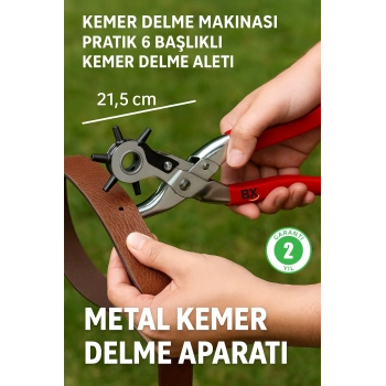 ÇOK SATAN 6 Farklı Uçlu Kemer Delme Pensesi Deri Kemer ve Kumaş İçin Ayarlanabilir Delik Açıcı El Aleti