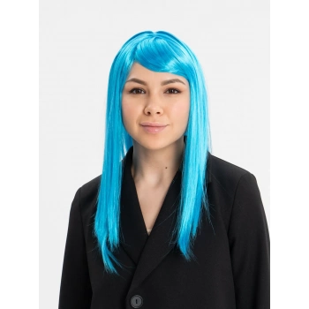 ÇOK SATAN Açık Mavi Renk Uzun Düz Parti Peruğu