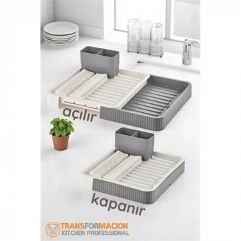 ÇOK SATAN Açılır-Kapanır Bulaşıklık - Bulaşık Durulama Sepeti Tabaklık Bulaşık Kurutmalık GRİ