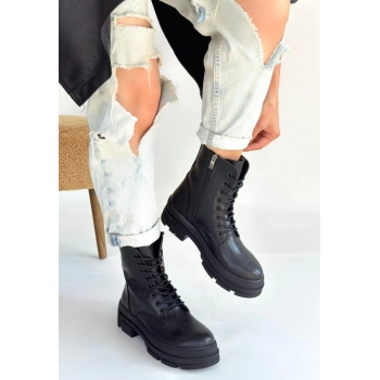 ÇOK SATAN Allex Siyah Cilt Bağcıklı Bot