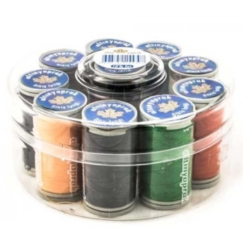 ÇOK SATAN Altın Yaprak Dikiş İpliği Seti 10lu Yuvarlak Kutulu