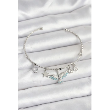 ÇOK SATAN Anka Kuşu Charmlı Gümüş Renk Pirinç Kadın Bileklik