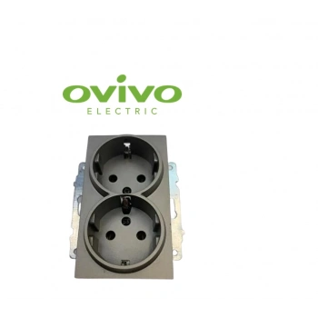 ÇOK SATAN Antrasit İkili Topraklı Piriz Çerçevesiz Grano - Priz ve Anahtar İçin Uyumlu Çerçeve