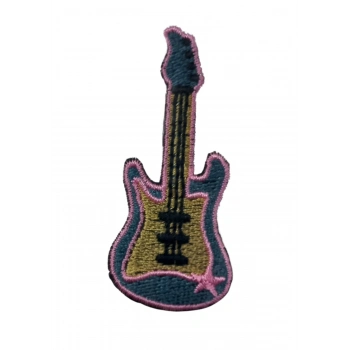 ÇOK SATAN Aplike Ütü İle Yapışan Gitar Pembe Arma 5x3 cm