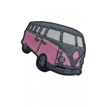 ÇOK SATAN Aplike Ütü İle Yapışan Otobüs Pembe-Gri Arma 4x2,5 cm